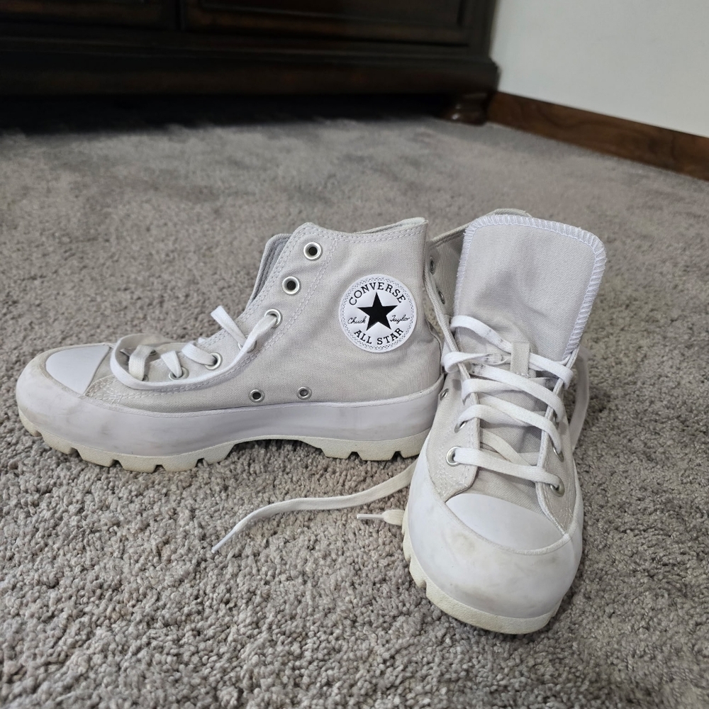 Converse All Star Light Grey High-Tops with Rugged Sole